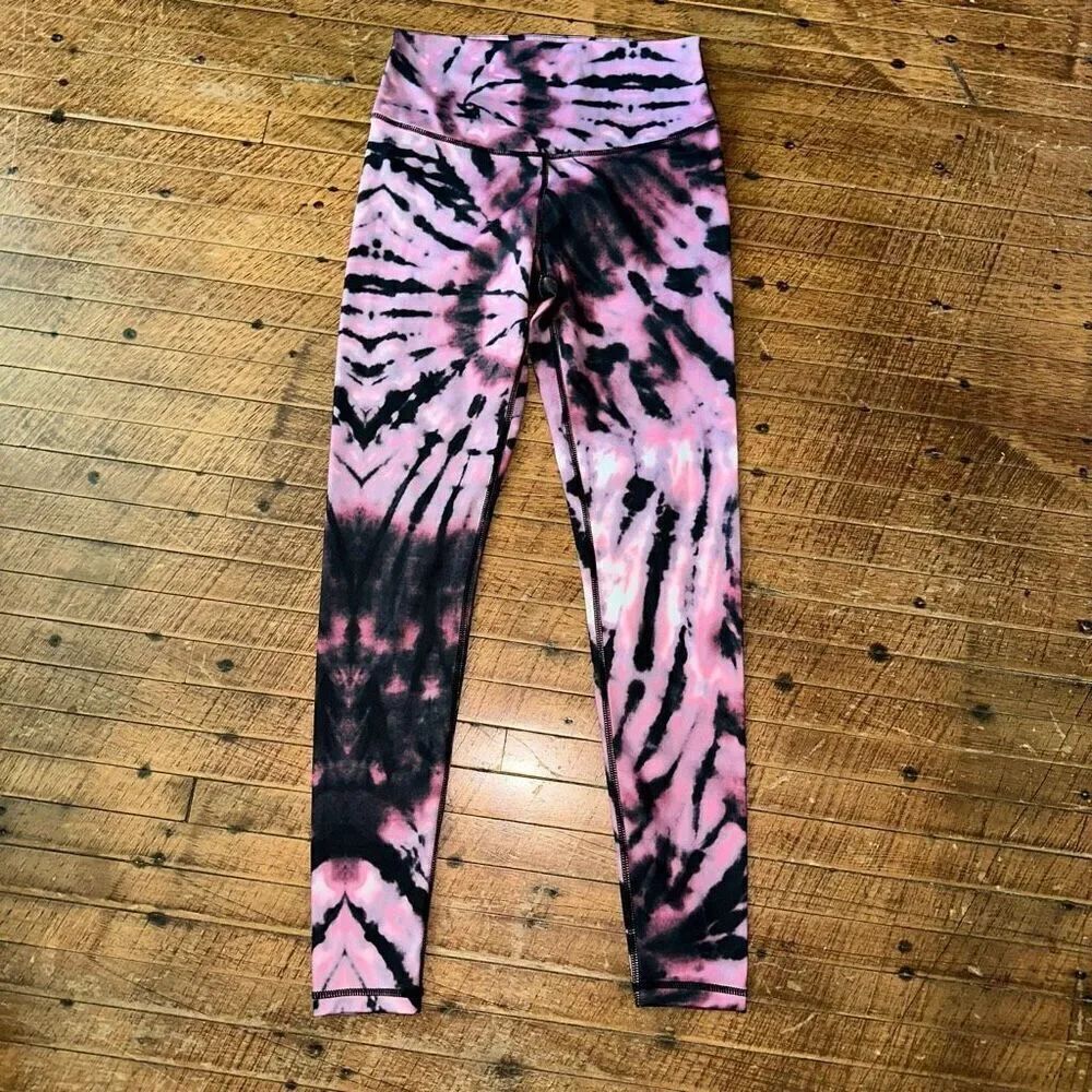 Glyder berry pink & black tie S high impact Athleisure leggings